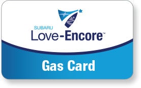 Subaru Love Encore gas card image with Subaru Love-Encore logo. | Paul Moak Subaru in Jackson MS
