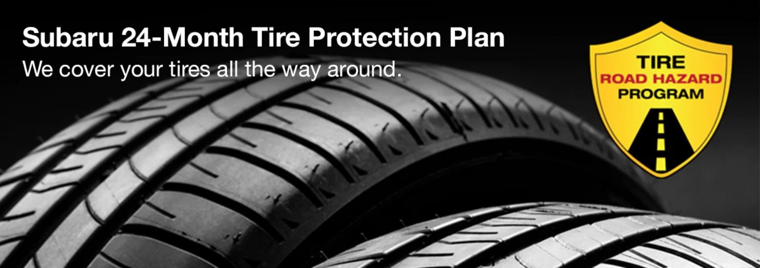 Subaru tire with 24-Month Tire Protection and road hazard program logo. | Paul Moak Subaru in Jackson MS